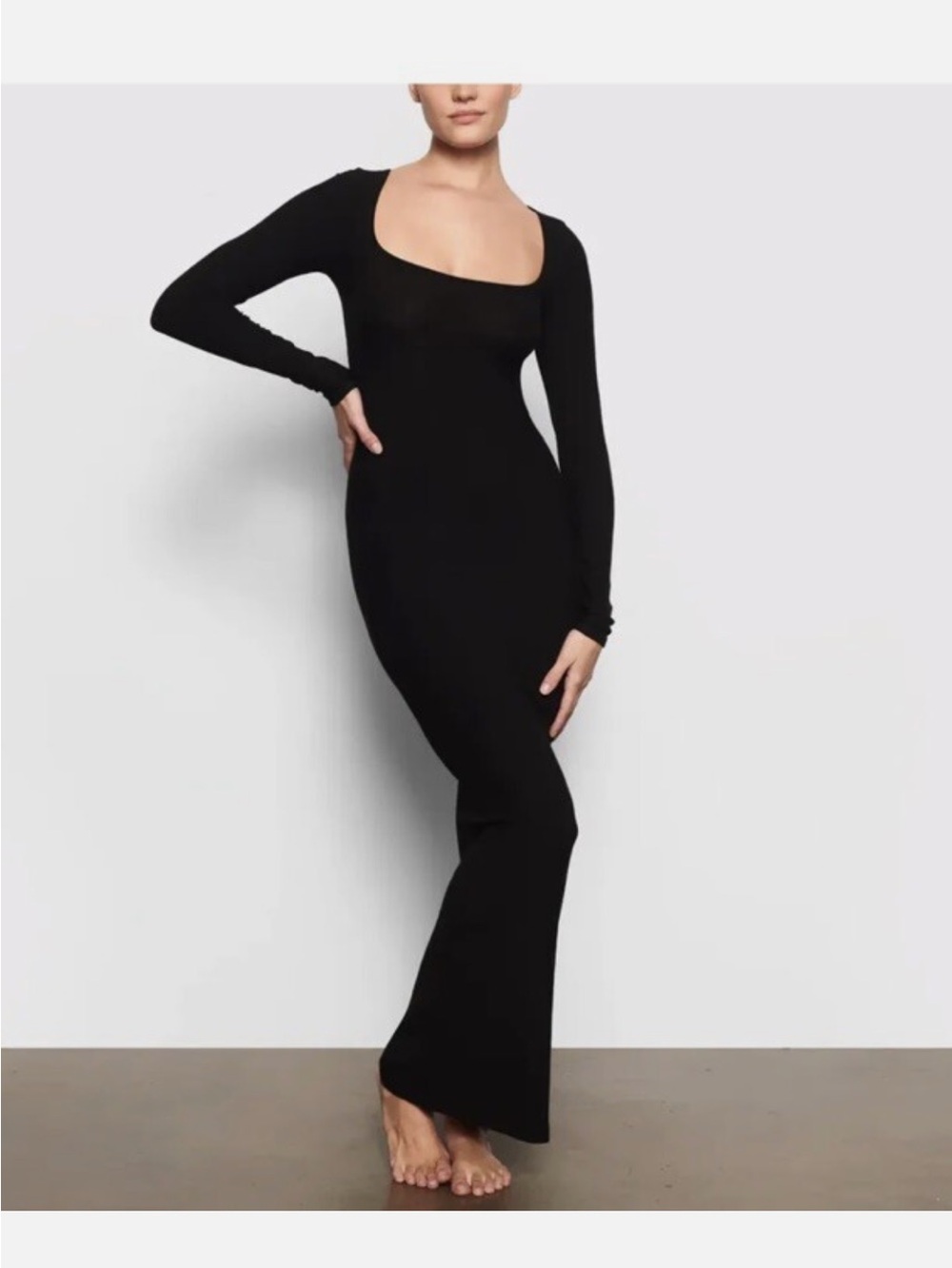 SKIMS Soft Lounge Ribbed Long Sleeve Maxi Dress ~ NWT, Sz Sm